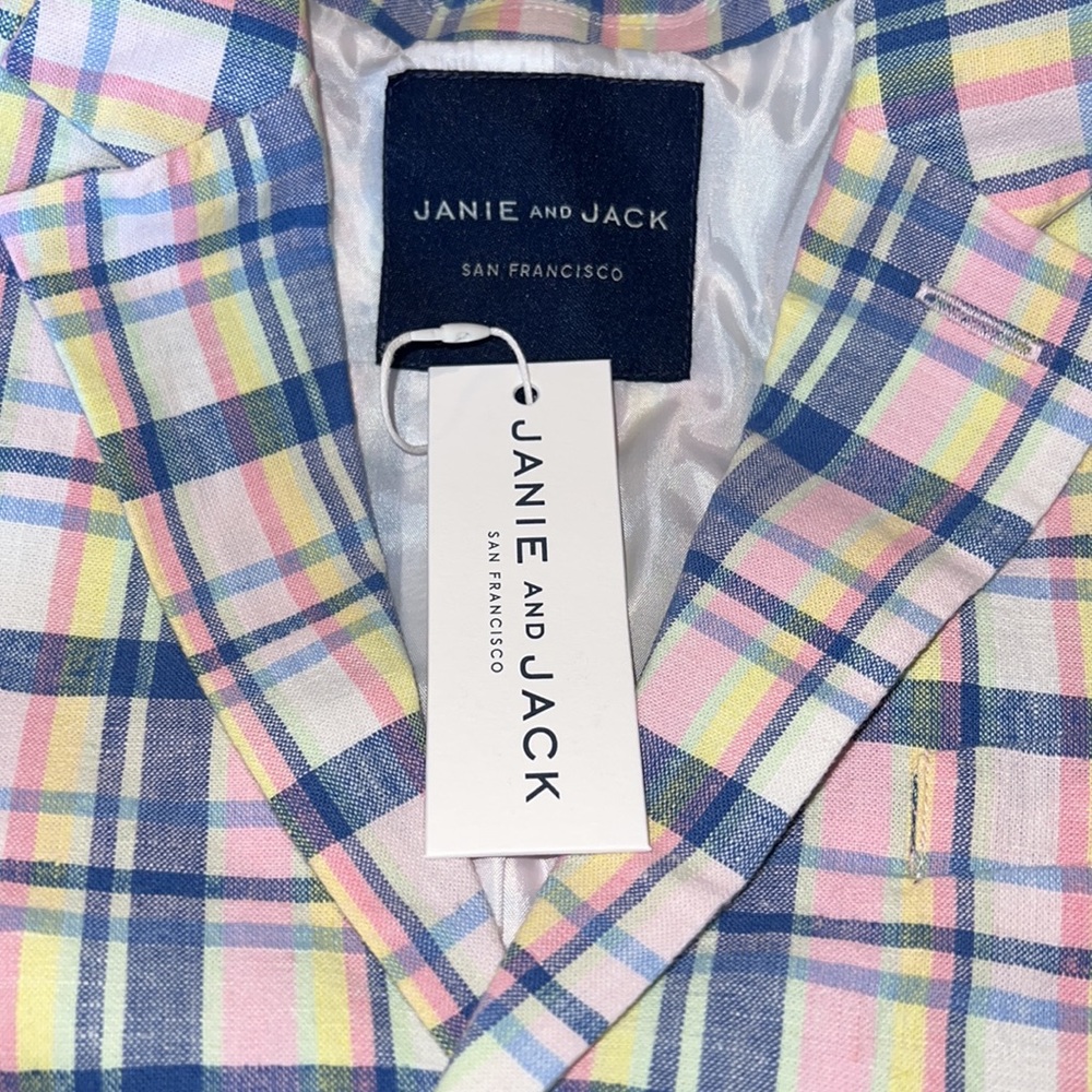 Janie and Jack Blue and Pink Plaid Linen Blazer - NWT - Picture 8 of 9